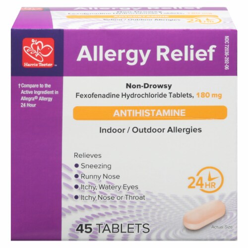 Harris Teeter™ Non Drowsy Indoor/Outdoor Allergy Relief Medicine 180 mg Perspective: front