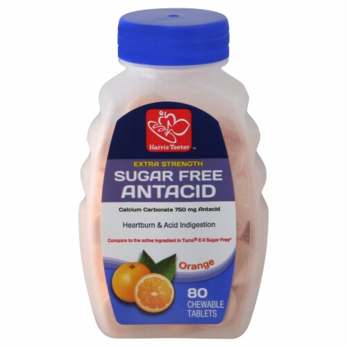 Harris Teeter™ Extra Strength Orange Sugar Free Antacid Chewable Tablets Perspective: front