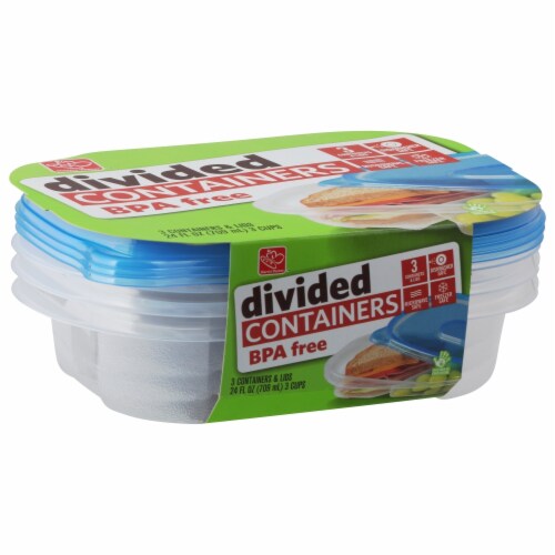 3 X Food Storage Container Freezer Microwave Dishwasher Safe Lids Lunch BPA  FREE, 1 - Harris Teeter