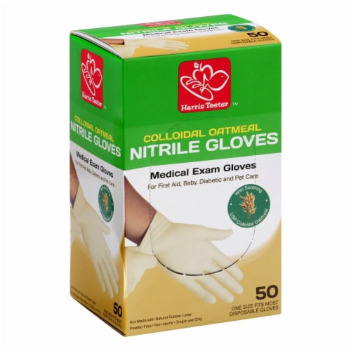 Harris Teeter™ Colloidal Oatmeal Nitrile Disposable Medical Exam Gloves Perspective: front