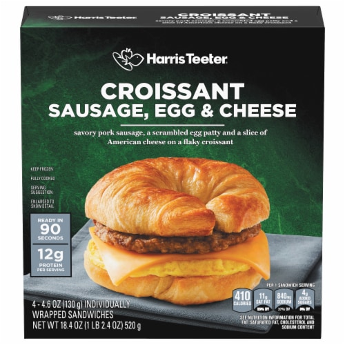 Harris Teeter® Sausage Egg & Cheese Croissant Sandwiches Perspective: front