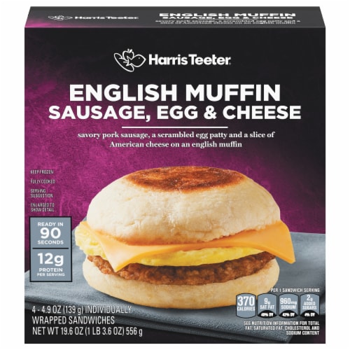 Harris Teeter™ Sausage Egg & Cheese English Muffin Sandwiches Perspective: front