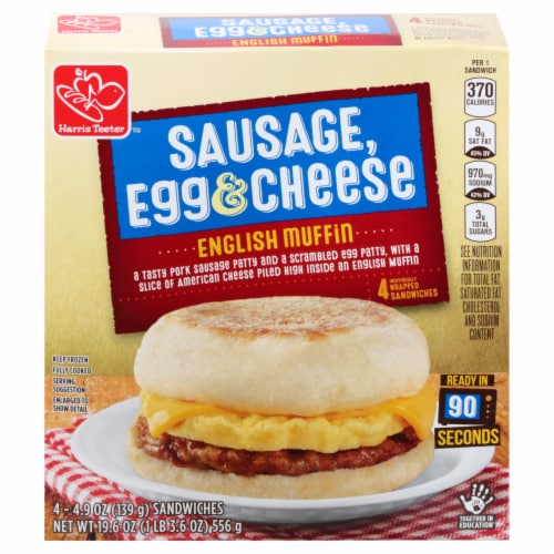 Harris Teeter™ Sausage Egg & Cheese English Muffin Sandwiches Perspective: front