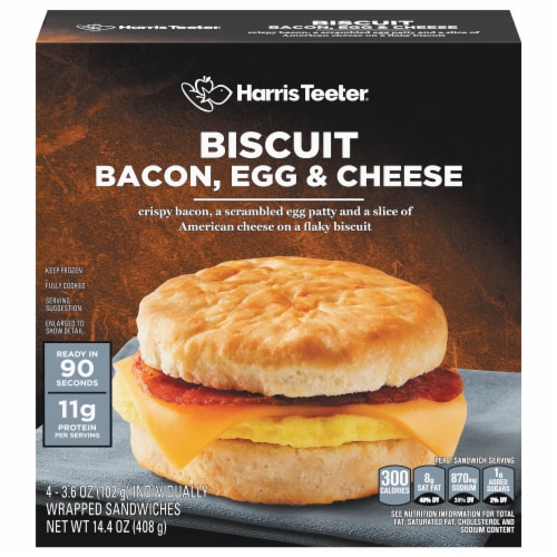 Harris Teeter™ Bacon Egg & Cheese Biscuit Sandwiches Perspective: front
