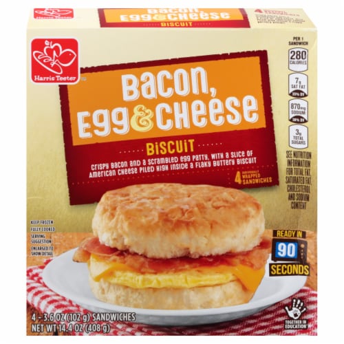 Harris Teeter™ Bacon Egg & Cheese Biscuit Sandwiches Perspective: front
