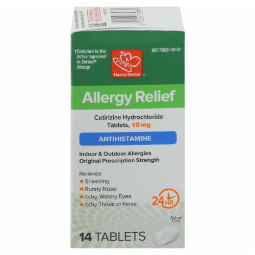 Harris Teeter™ Cetirizine Hydrochloride Tablets 10mg Perspective: front