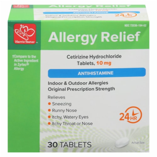 Harris Teeter™ Indoor & Outdoor Allergy Relief Tablets 10 mg Perspective: front