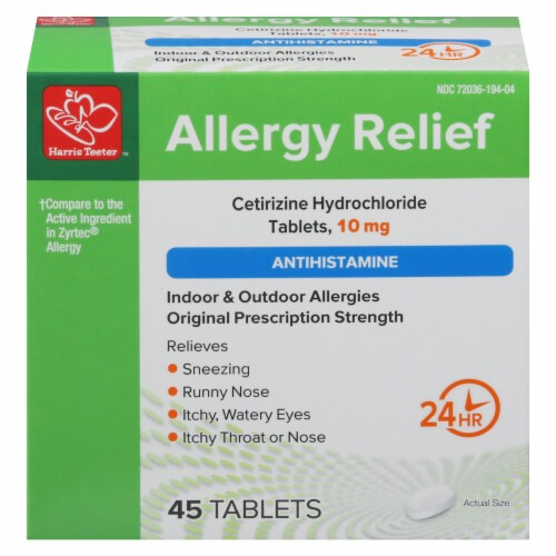 Harris Teeter™ Cetirizine Hydrochloride Tablets 10mg Perspective: front