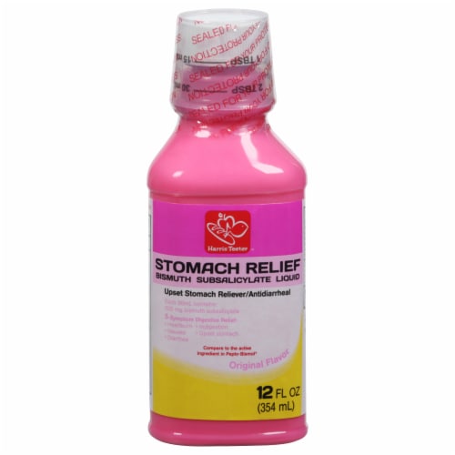 Harris Teeter Regular Strength Bismuth Stomach Relief Perspective: front