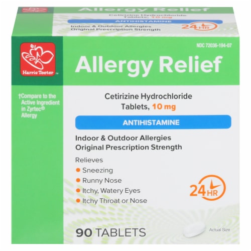 Harris Teeter™ Cetirizine Allergy Relief Tablets Perspective: front