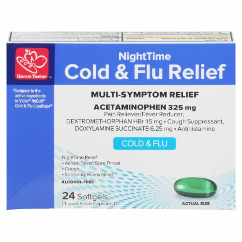 Harris Teeter™ Nighttime Cold and Flu Relief Softgels Perspective: front