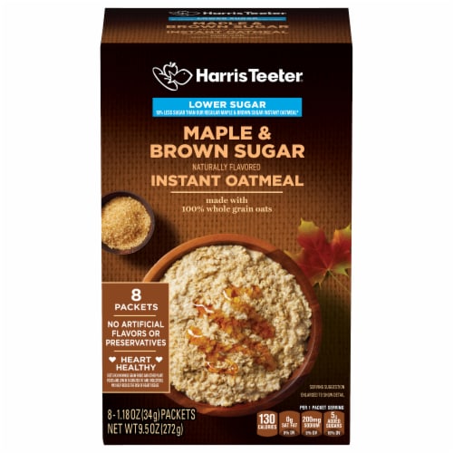 Harris Teeter® Lower Sugar Naturally Flavored Maple & Brown Sugar Instant Oatmeal Perspective: front