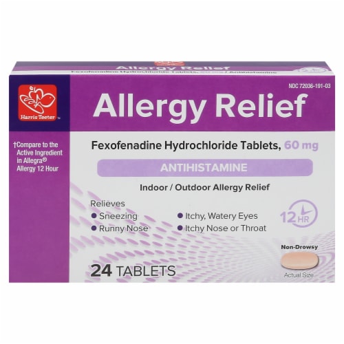 Harris Teeter® Allergy Relief Antihistamine Tablets 60mg Perspective: front