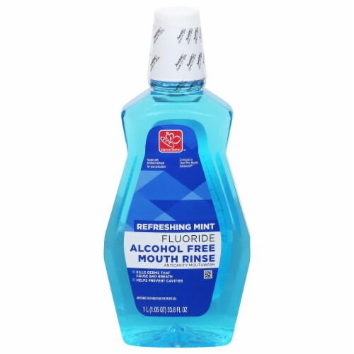 Harris Teeter Fluoride Refreshing Mint Mouth Rinse 33.8 fl oz Perspective: front