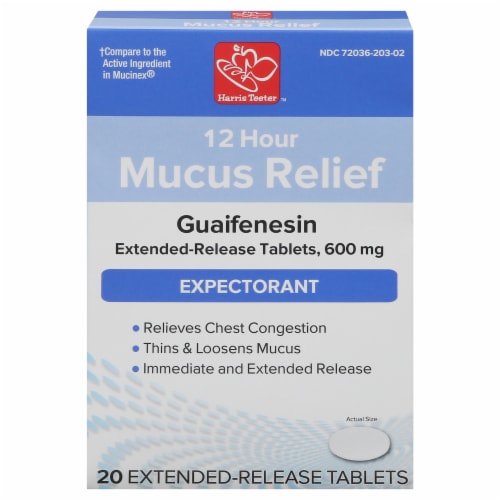 Harris Teeter™ 12-Hour Mucus Relief Medicine 600mg Guaifenesin Perspective: front