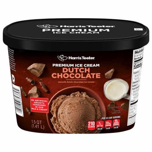Harris Teeter® Premium Dutch Chocolate Ice Cream Tub Perspective: front
