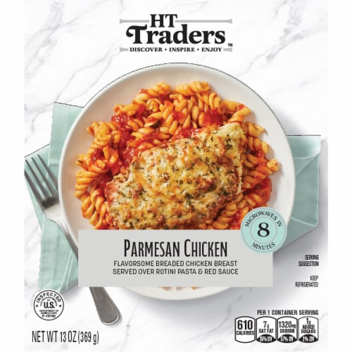 HT Traders™ Parmesan Chicken Breast with Rotini Pasta & Red Sauce Perspective: front