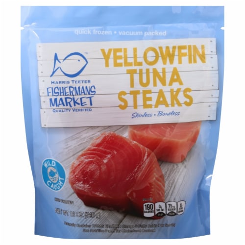 Harris Teeter Fishermans Market Skinless Boneless Yellowfin Tuna Steaks Perspective: front
