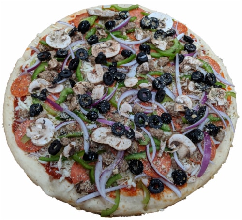 Harris Teeter Fresh Foods Market Take & Bake Deluxe Pizza Perspective: front