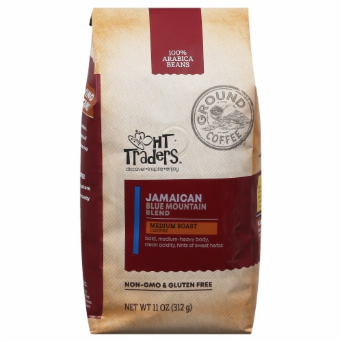 HT Traders Medium Roast Ground Jamaican Blue Mountain Blend Coffee Perspective: front