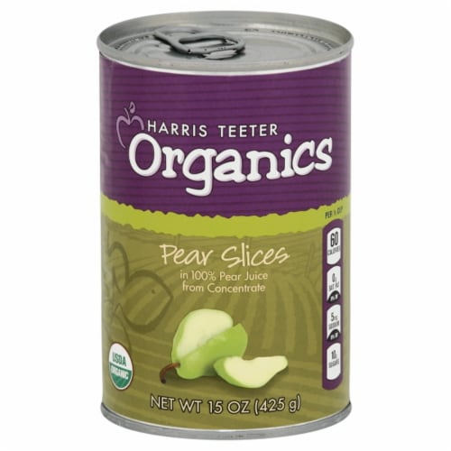 Harris Teeter Organics Pear Slices in 100% Pear Juice Perspective: front