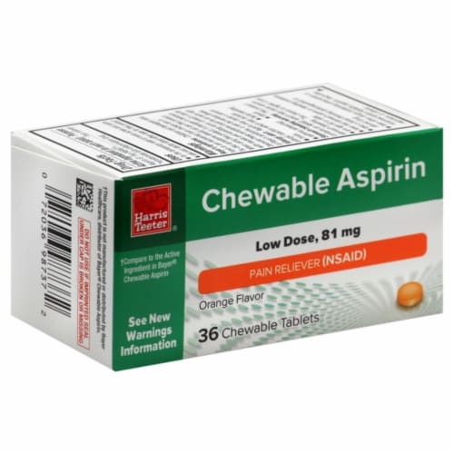 Harris Teeter® Low Dose Orange Flavor Chewable Asprin 81mg Tablets Perspective: front