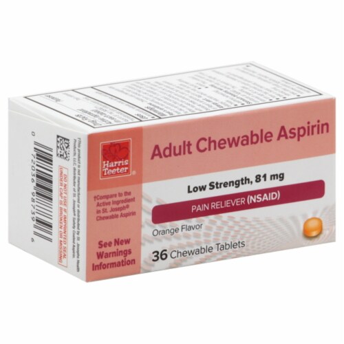 Harris Teeter® Adult Low Strength Orange Flavor Asprin Chewable Tablets 81mg Perspective: front