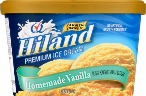 Hiland Premium Ice Cream Home Made Vanilla Tub Perspective: front