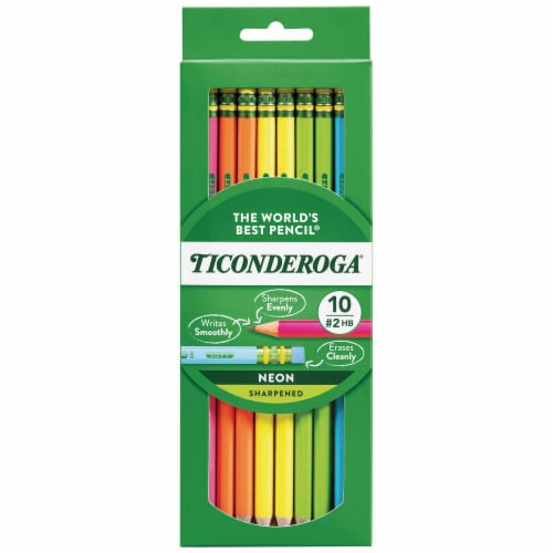Ticonderoga® Pre-Sharpened Neon Wood Pencils Perspective: front