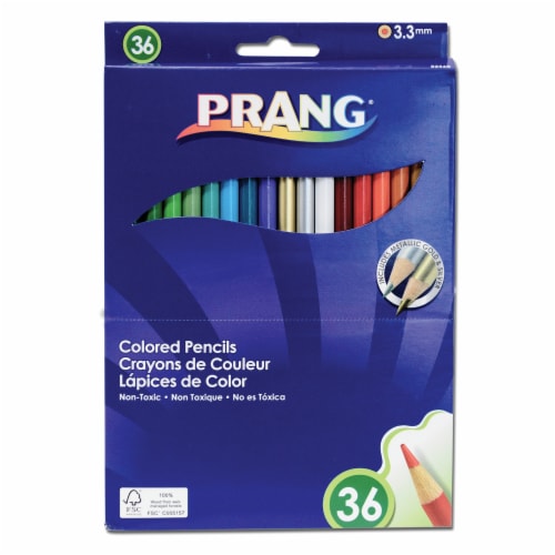 Prang Thick Core Colored Pencil Set, 3.3 Millimeter Cores, 7 inch Length, 36 Pencils, Assorted Colors (22360)