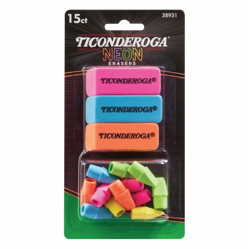 Ticonderoga® Multi-pack Assorted Neon Erasers Perspective: front