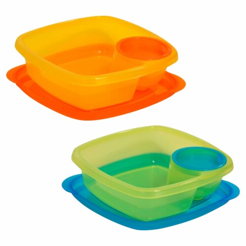 Take A Dip 2 Side Food Storage Lunch Snack Container 2oz Dip Section 2pk Perspective: front