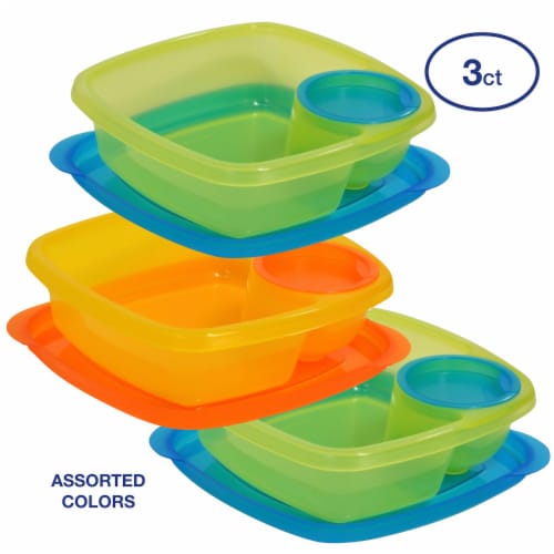 Take A Dip 2 Side Food Storage Lunch Snack Container 2oz Dip Section 3pk Perspective: front