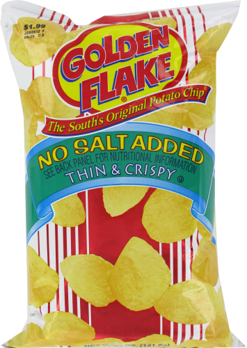 Golden Flake No Salt Added Potato Chips Perspective: front