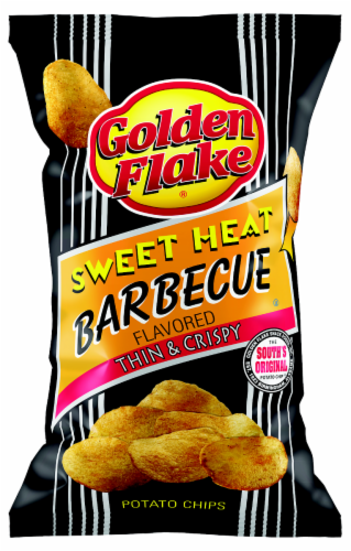 Golden Flake Sweet Heat Barbecue Thin & Crispy Potato Chips Perspective: front