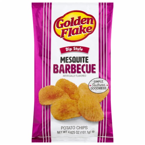 Golden Flake Dip Style Mesquite Barbecue Potato Chips Perspective: front