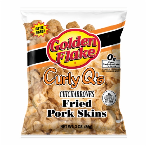 Golden Flake Curly Q's Fried Pork Skins Perspective: front