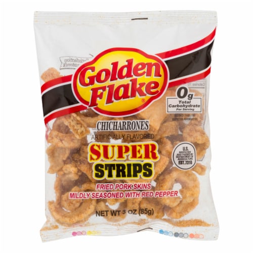Golden Flake® Chicharrones Red Pepper Super Strips Perspective: front