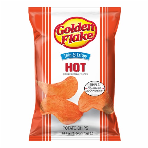 Golden Flake® Thin & Crispy Hot Potato Chips Perspective: front