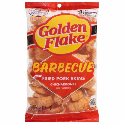 Golden Flake® Barbecue Flavored Fried Pork Skins Chicharrones Perspective: front