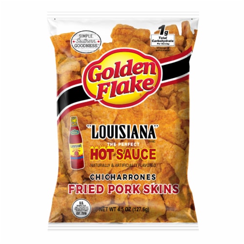 Golden Flake® Louisana Hot Sauce Flavor Fried Pork Skins Perspective: front