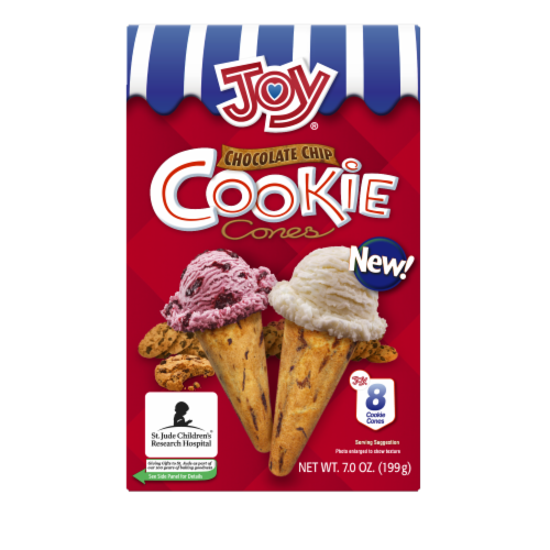 Joy Chocolate Chip Cookie Ice Cream Cones Perspective: front