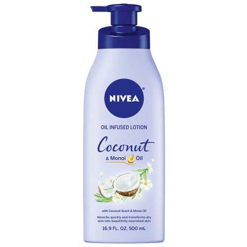 NIVEA Coconut & Monoi Oil Infused Body Lotion Pump Bottle Perspective: front