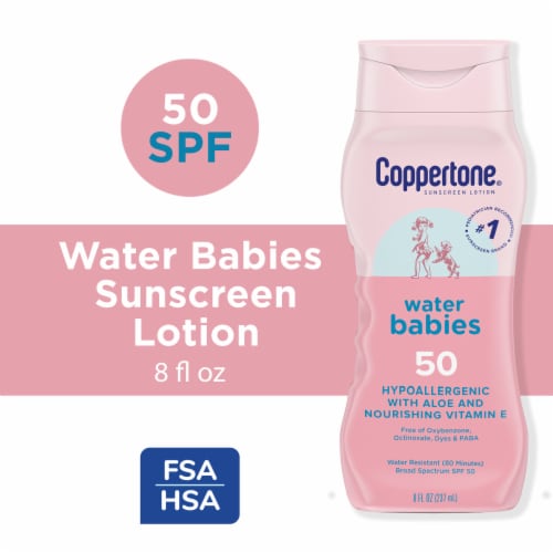 Coppertone Waterbabies Spf 50 Baby Sunscreen Lotion, Water Resistant Sunscreen For Babies Perspective: front