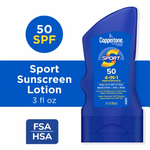 Coppertone Sport Sunscreen Lotion, Broad Spectrum SPF 50 Sunscreen Perspective: front