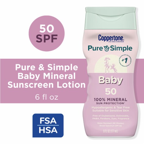Coppertone Pure And Simple Baby Sunscreen Lotion Spf 50, Broad Spectrum Sunscreen For Baby Perspective: front