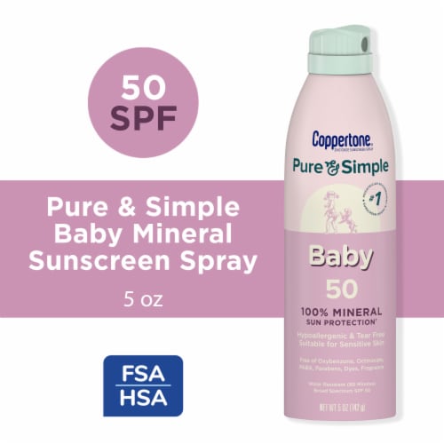 Coppertone Pure And Simple Baby Spray Sunscreen Spf 50, Broad Spectrum Sunscreen For Baby Perspective: front