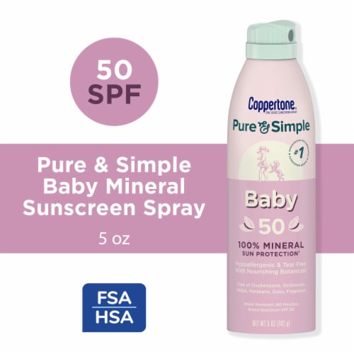Coppertone Pure And Simple Baby Spray Sunscreen Spf 50, Broad Spectrum Sunscreen For Baby Perspective: front