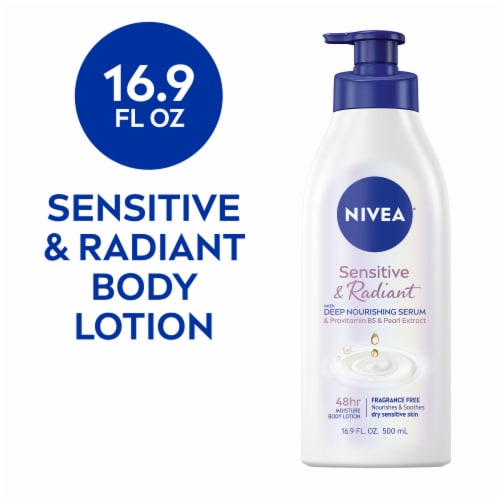 NIVEA Sensitive And Radiant Body Lotion For Sensitive Skin, Unscented Body Lotion Perspective: front