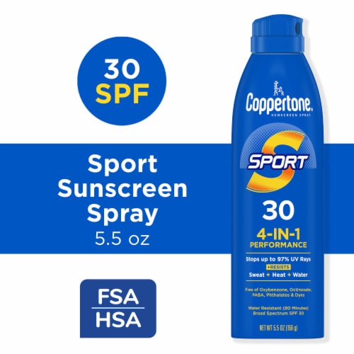 Coppertone® 4-in-1 Performance Water Resistent Sport Spray Perspective: front